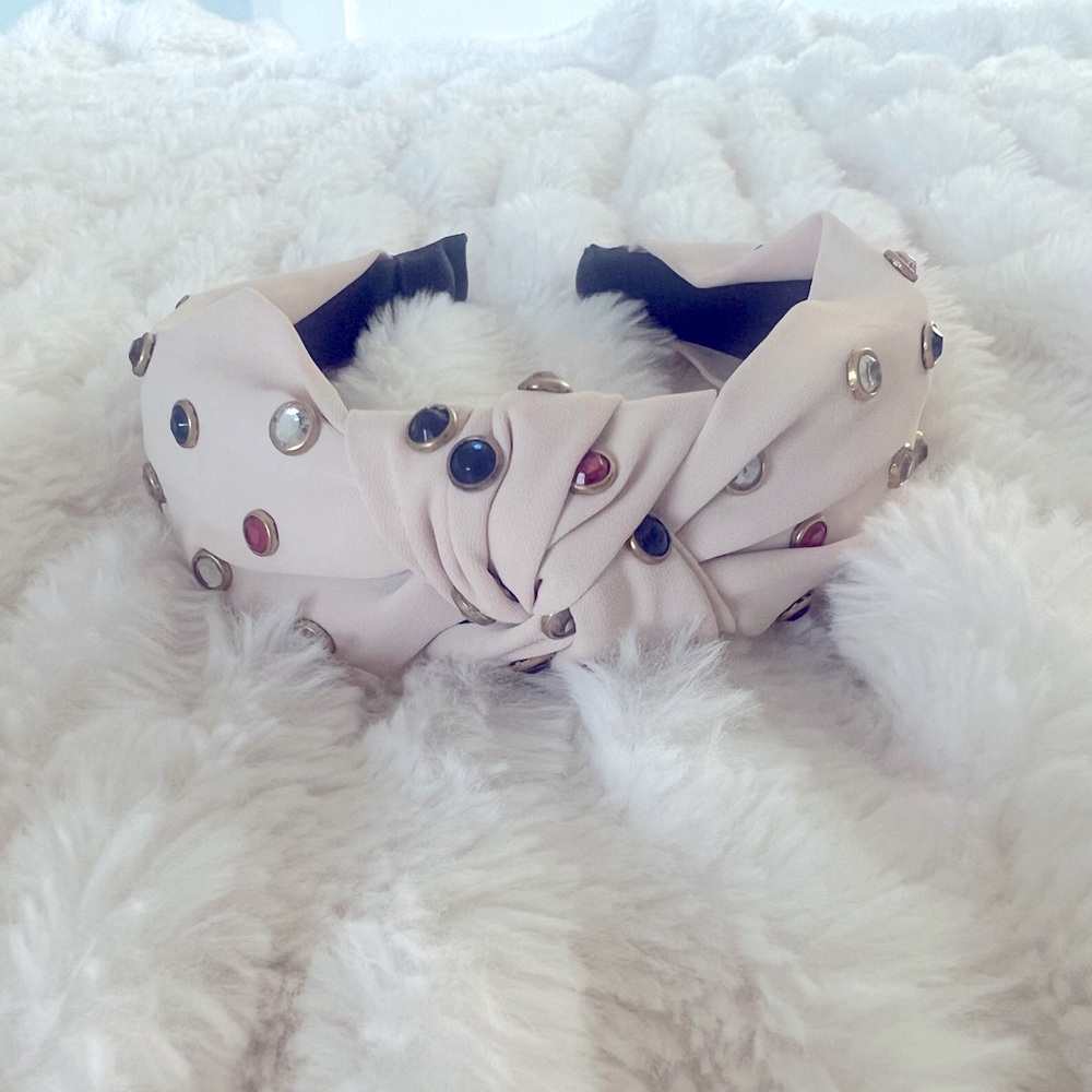Ivory headband with colored rhinestones